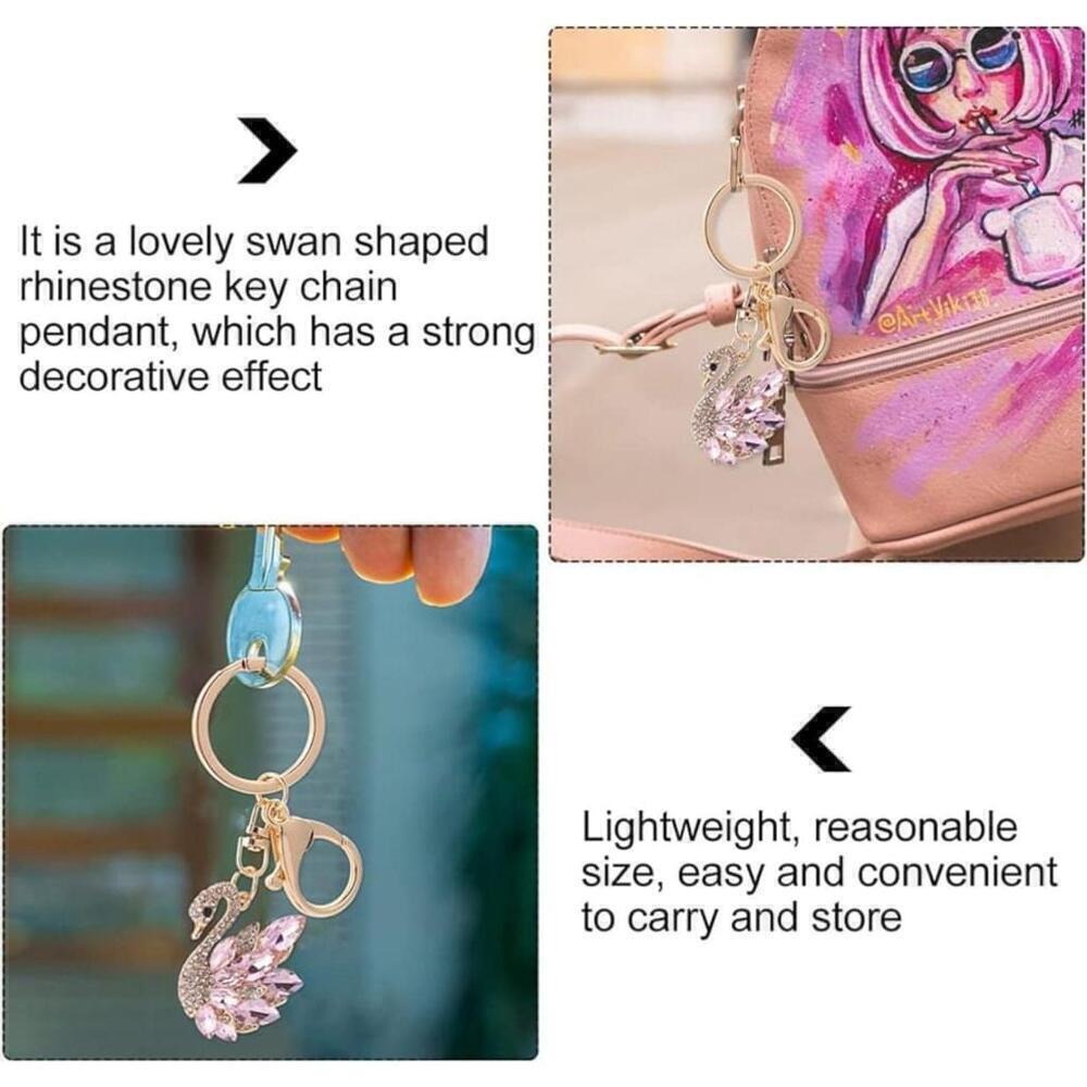 Swan Shaped Keychain In Pink - Picture 4 of 11